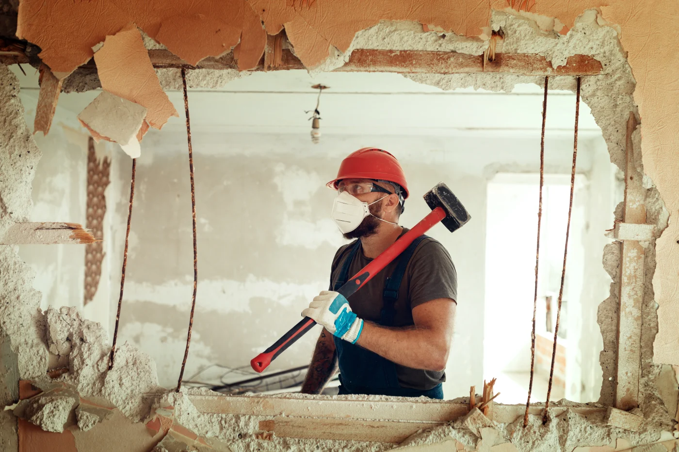 Bay State Bath employee opens walls during full bathroom remodel in Warwick, RI